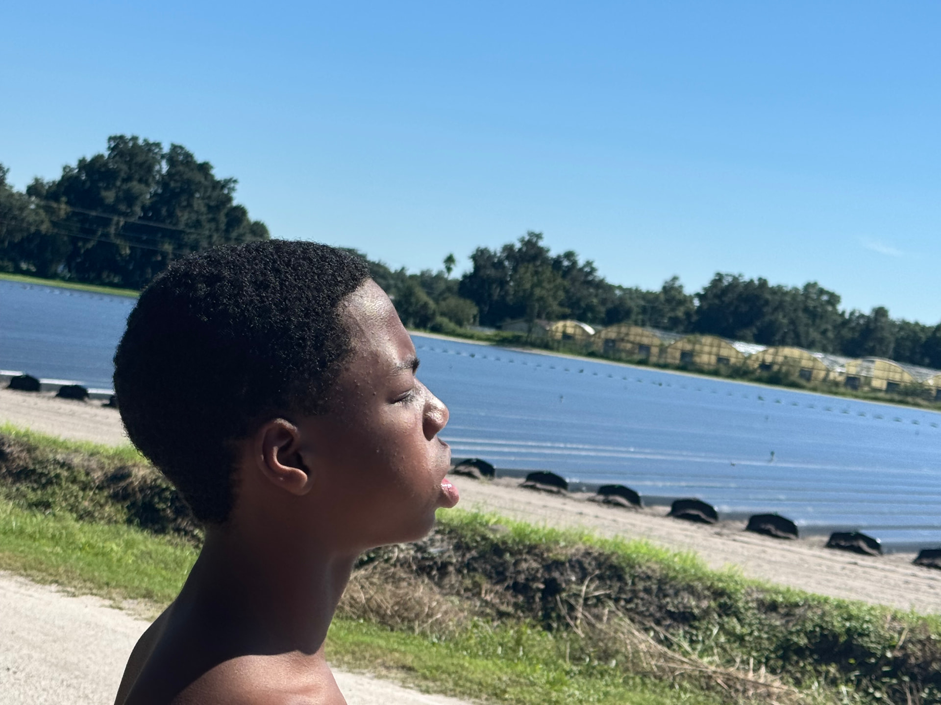Ethan overlooking a neighboring strawberry farm in Bealsville, Florida